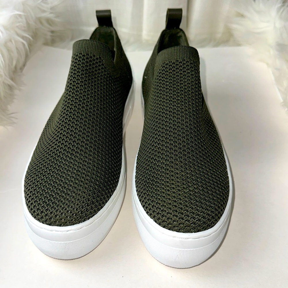 Olive Green Slip-On Women's Sneakers